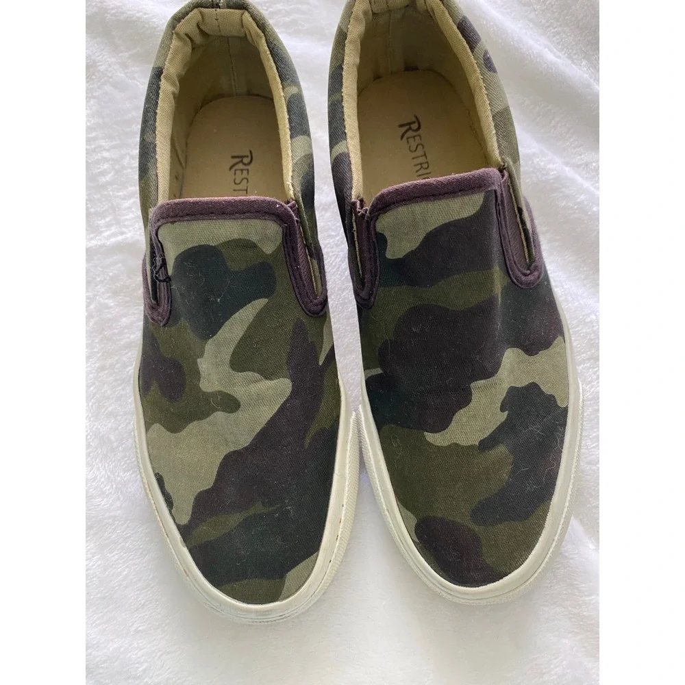 Restricted Womens Camo Slip On Sneakers Size 6 Camouflage Canvas Low Top Shoes